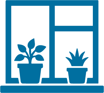 Window with potted plants icon